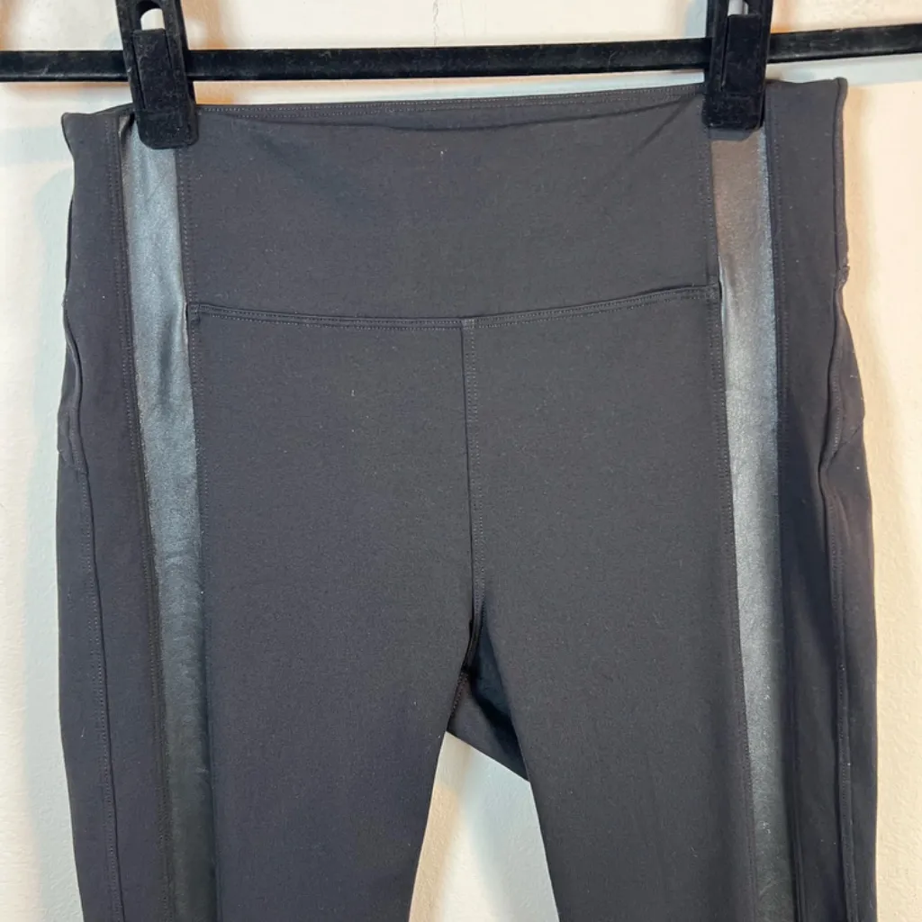 Athleta Womens Mid Rise Flat Iron Tux Leggings Black Moto Zip Pockets Stretch XS - Image 2