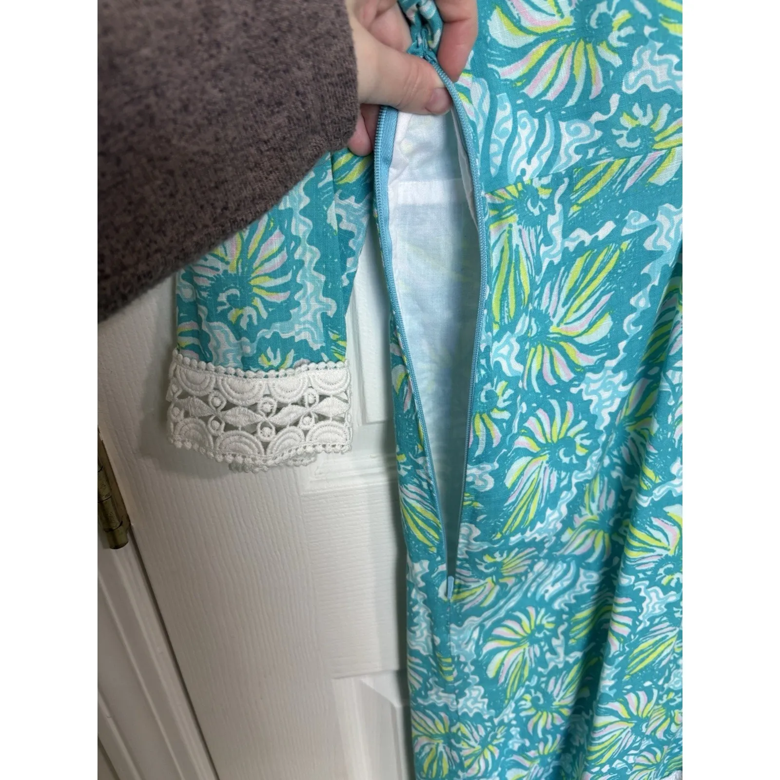 Lilly Pulitzer Sherman Shorley Blue Seashell Swirl Shift Dress Sz 6 Resort Wear - Image 5