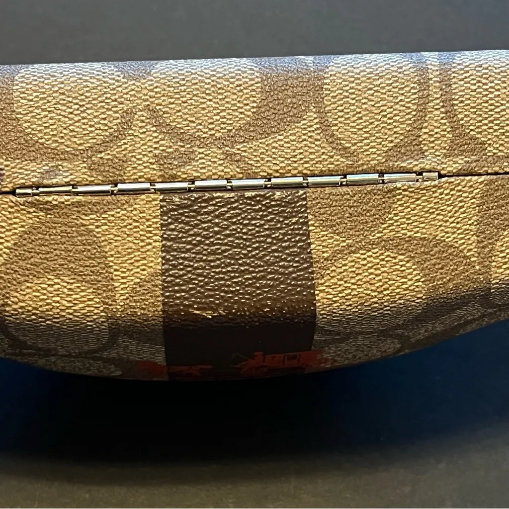 Coach sunglasses case, textured leather, classic monogram, brown - Image 8