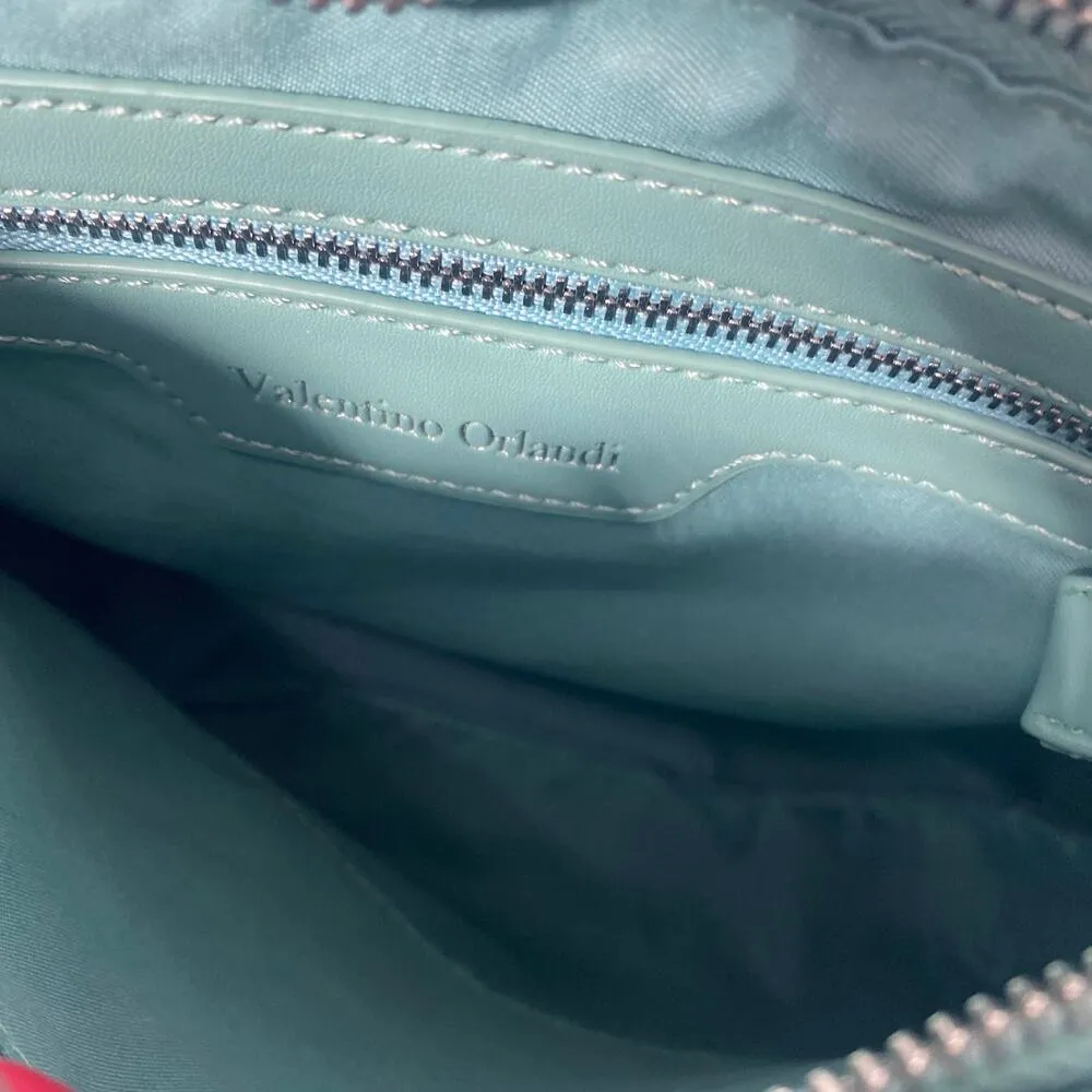 Valentino Orlandi Embossed Teal Vegan Leather Crossbody Bag w/ Wallet - Image 4