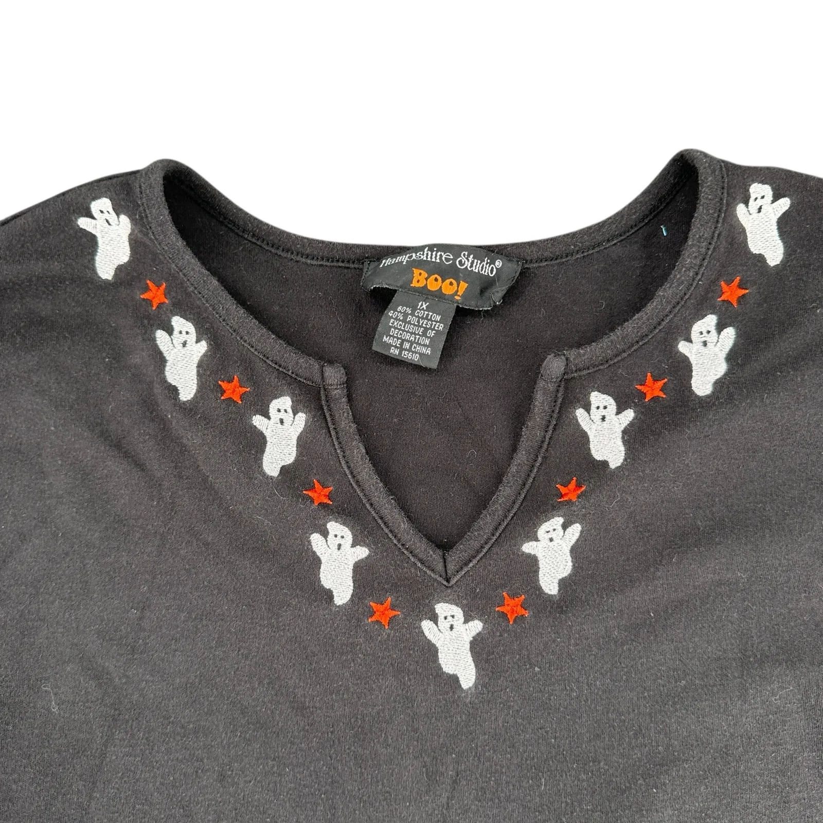 Hampshire Studio Black Vintage 90s Halloween Ghost V - Image 3