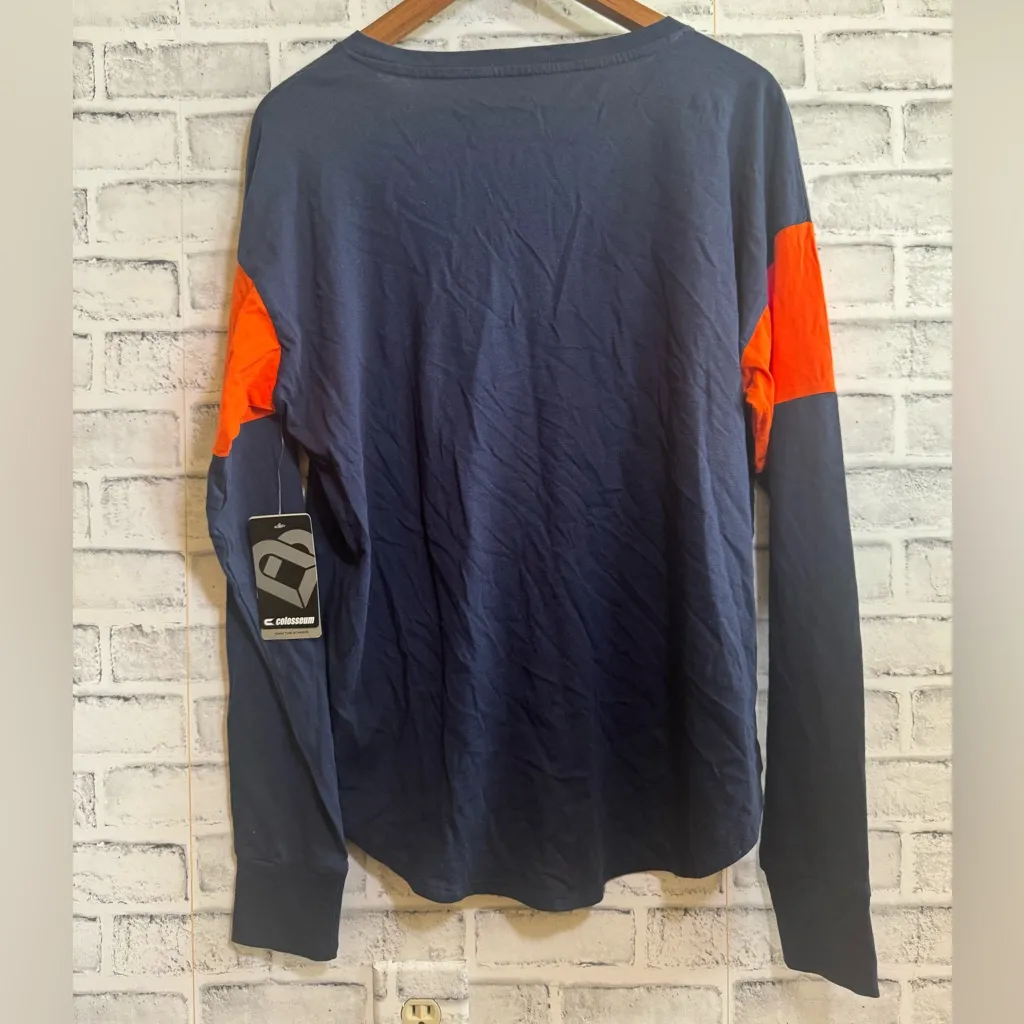 NWT! Women’s University of Illinois navy long sleeve Henley style top Large Blue - Image 2