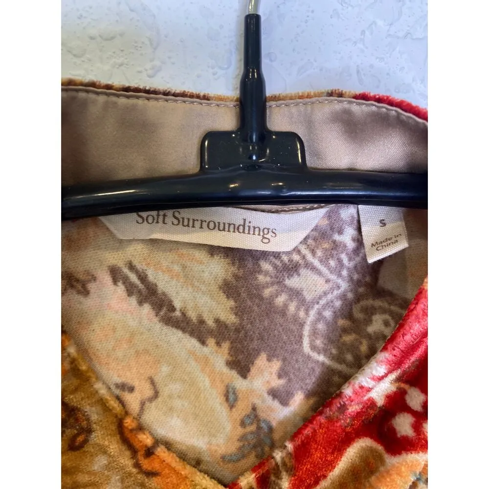 Soft Surroundings Montaigne Paisley Velour Button Down Tunic Shirt EUC Sz Sm - Image 4