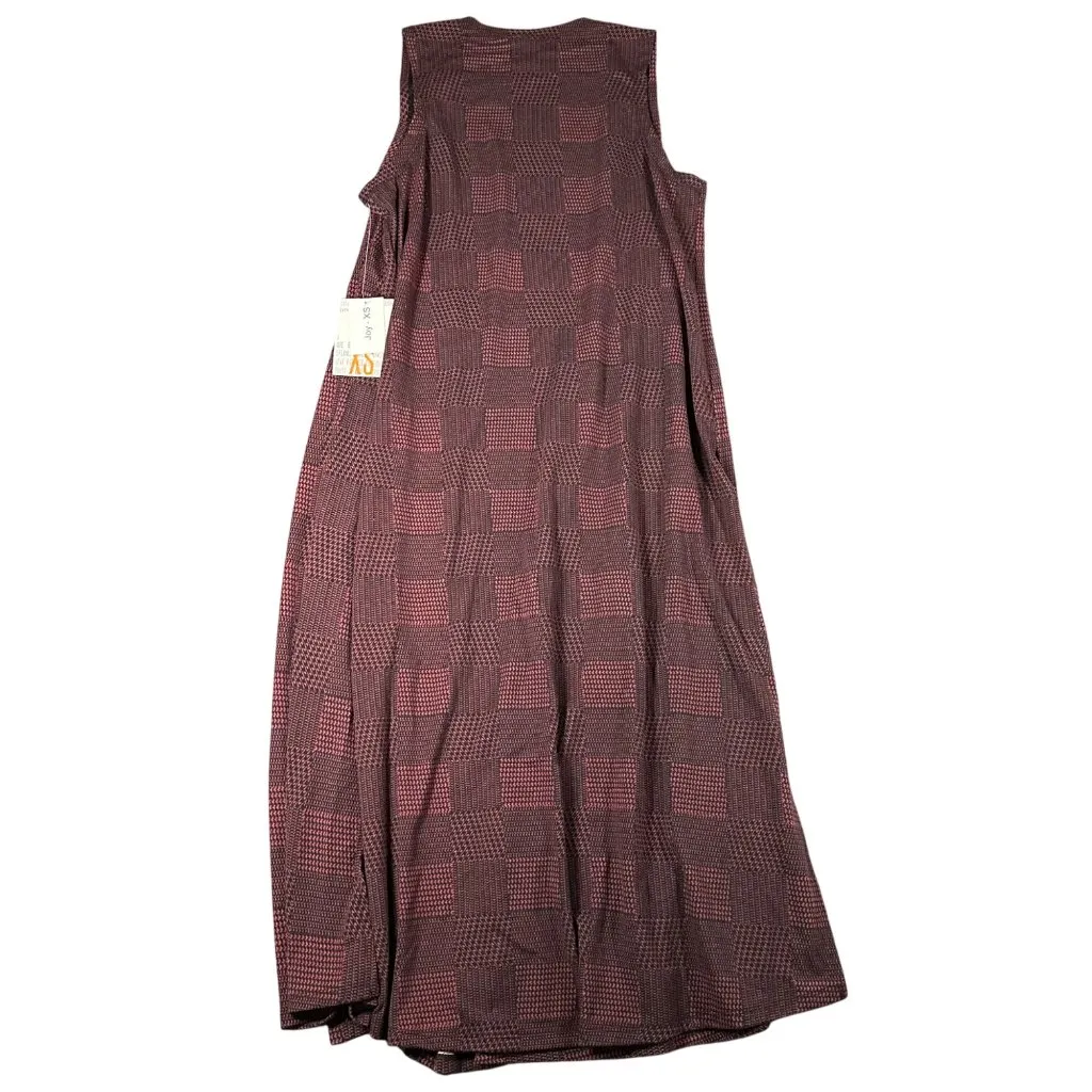 Lularoe Womens‎ XS Joy Red Houndstooth Patch Maxi Sleeveless Vest Duster NWT - Image 7