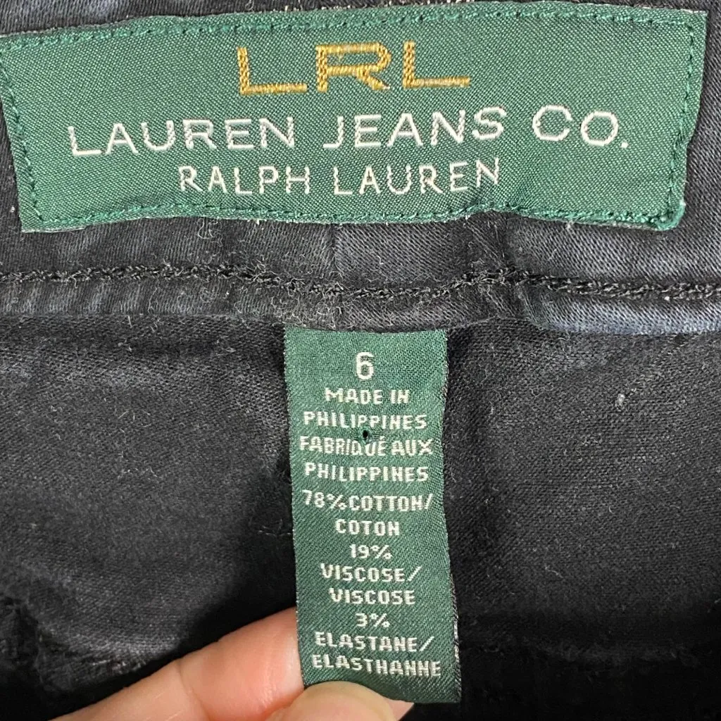 LRL Ralph Lauren Jeans Co Womens Black skinny Mid Rise Stretch‎ Denim Jean Sz 6 - Image 8