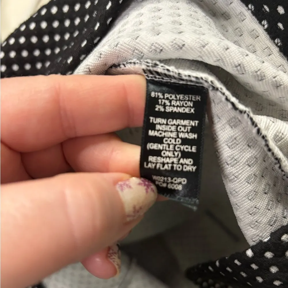 Betabrand Cowl Neck Hooded Tunic Top Black Polka Dots Size Small Drapey Thumb - Image 4