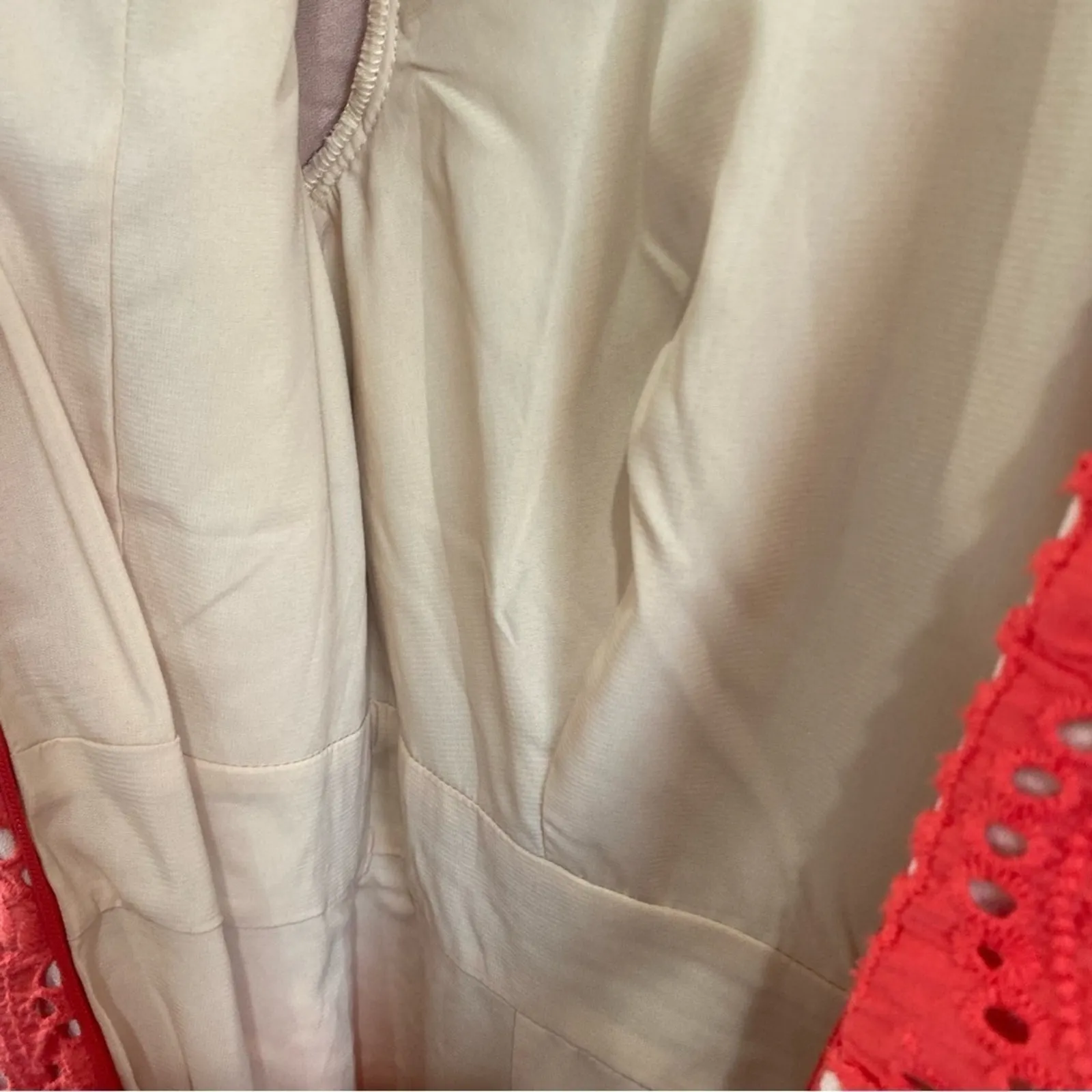 NWT Jarlo Anika Orange Eyelet Cocktail Dress Puff Sleeve Ruffle Hem Sz 0 - Image 6