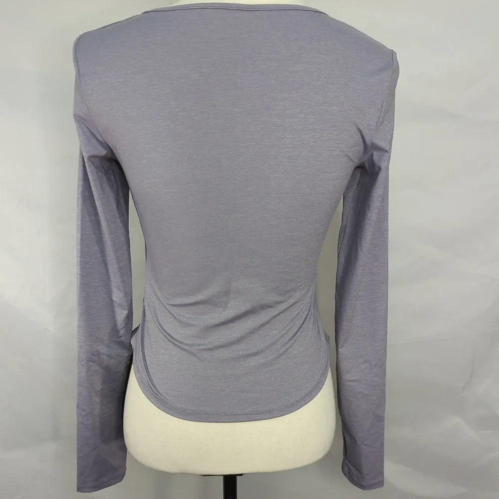 HALARA Notched Ruched Thumb Hole‎ Curved Hem Yoga Sports Top - Image 10