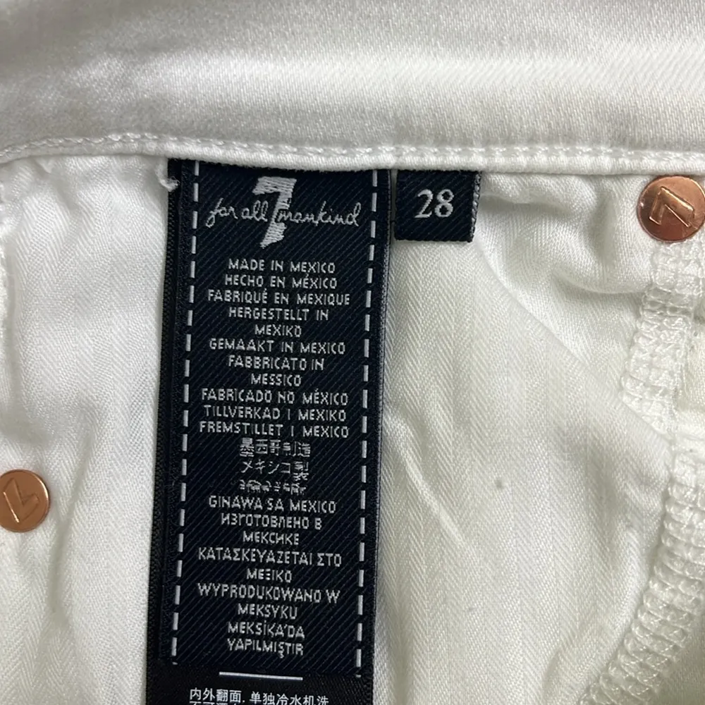 7 For All Mankind White high waisted ankle gwenevere Denim Jeans fray hems - Image 5