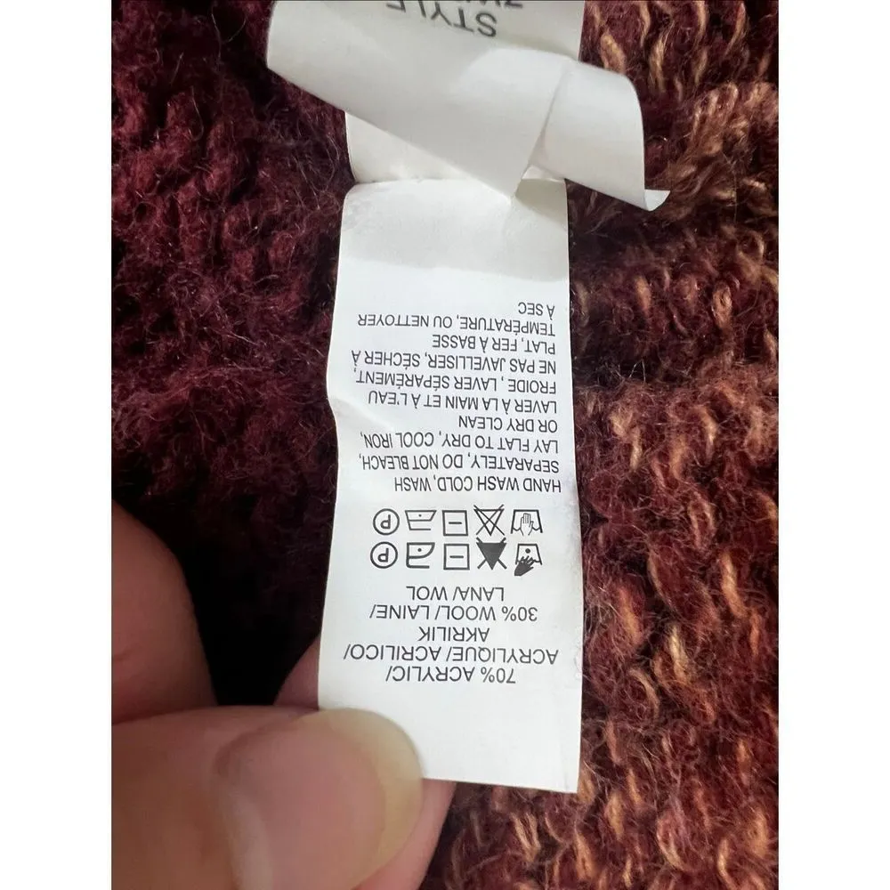 Lucky Brand Brown Ombre Dye Oversize Open Cardigan In Rust Wool Blend Size M - Image 12