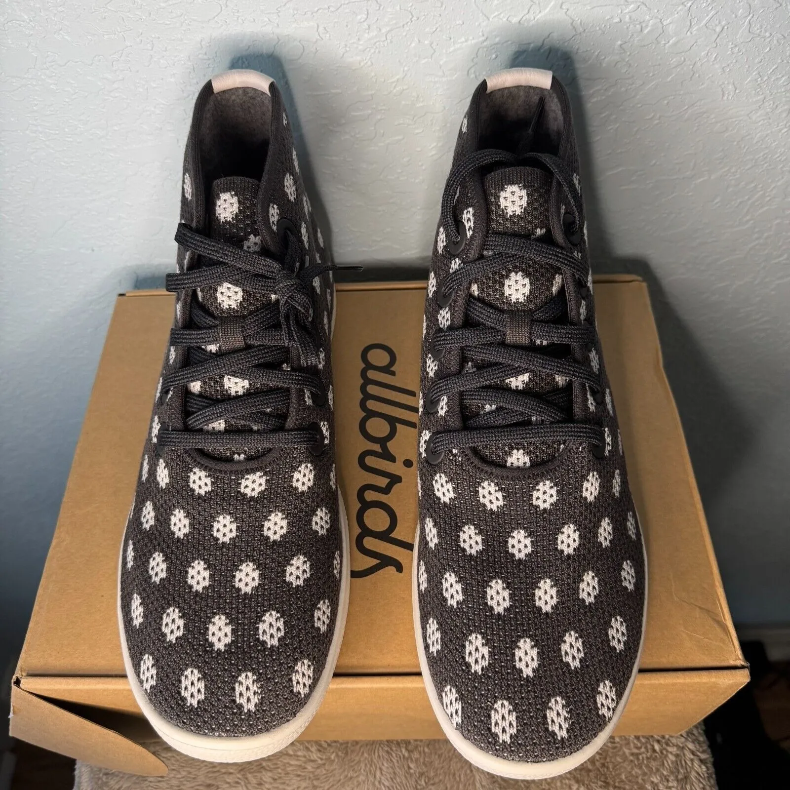 Allbirds Tree Toppers High Top Sneakers Black White Polka Dot US 13 EU 45-46 - Image 8