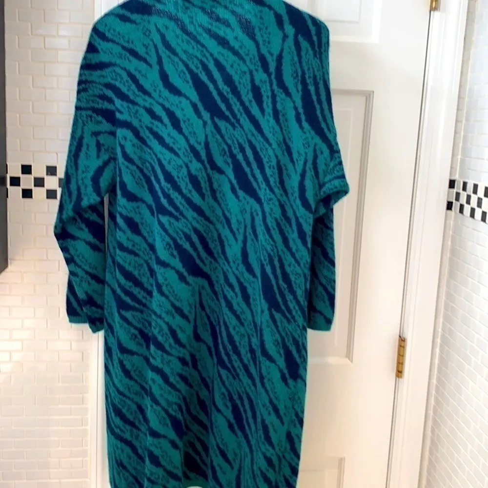 Fabrice Karel emerald green and midnight blue wool blend knit sweater. Size S/M. - Image 10