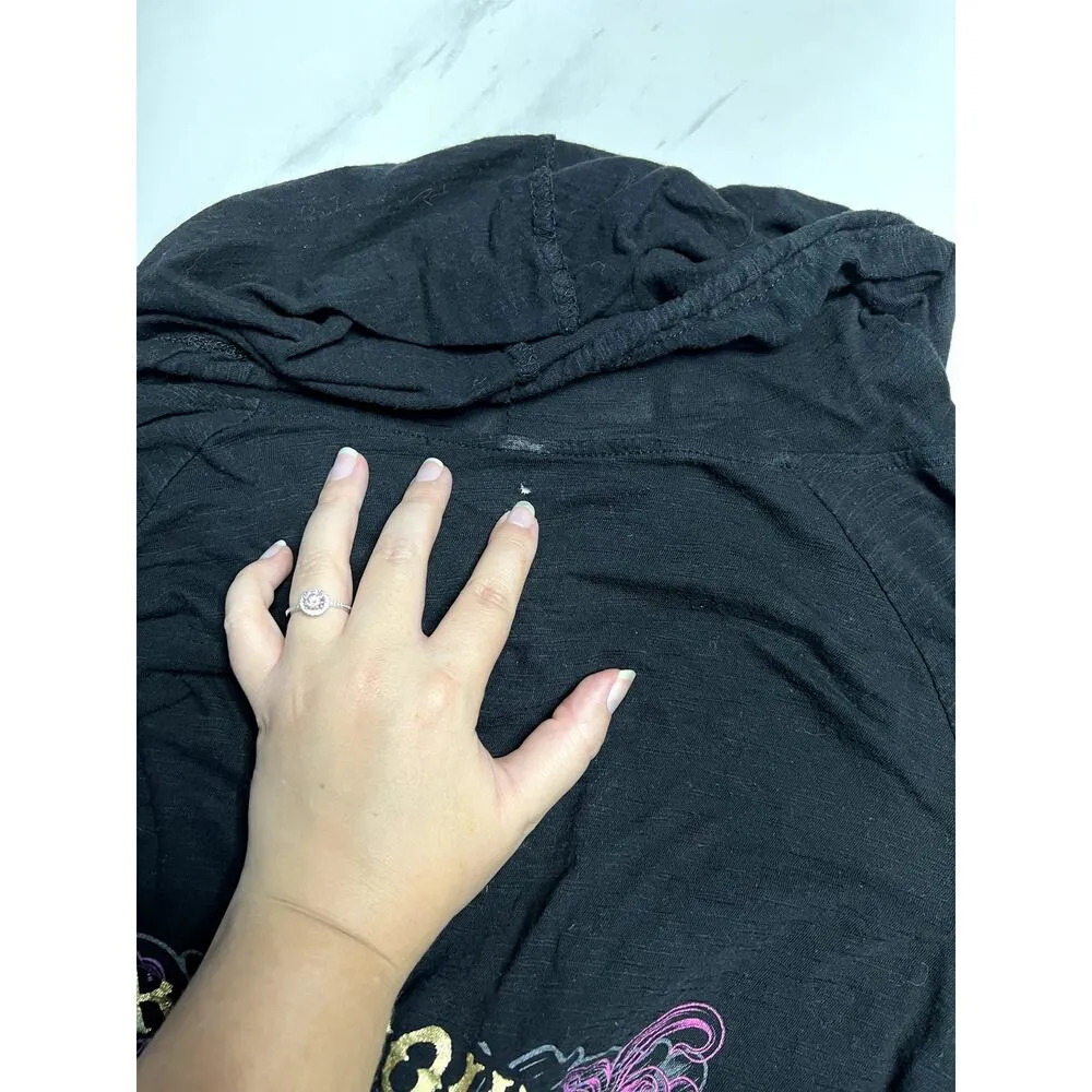 Disney Pirates Store Thin Zip Up Hoodie with Crystal Detailing Black with Gold - Image 6