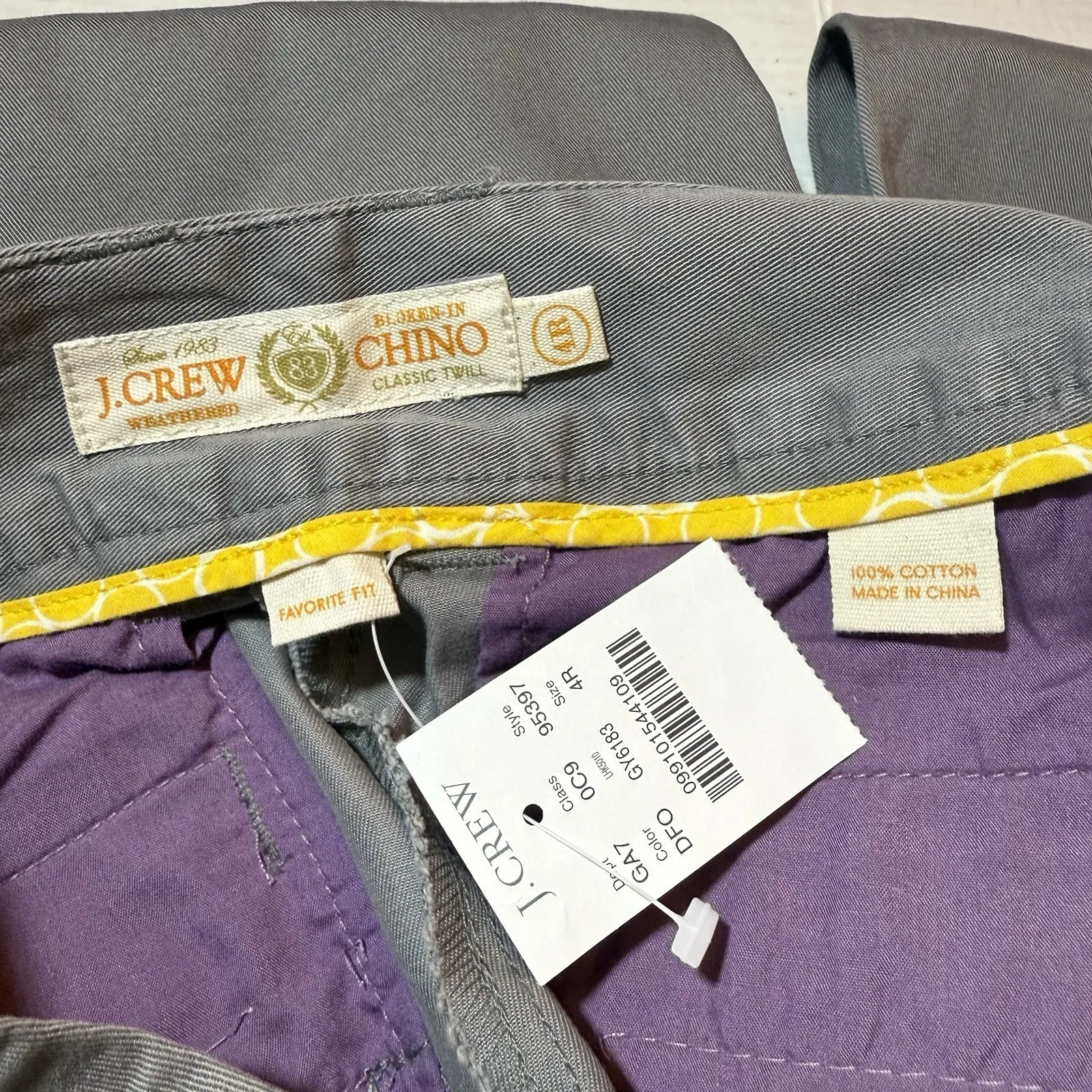 NWT‎ J.CREW Chino Classic Twill Weathered Broken In Gray 4R Wide Leg Pants - Image 10