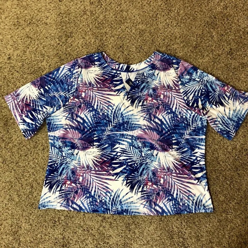 Swimsuits for All Swim Top Womens 22/24 NEW Blue Purple White Floral Size undefined - Image 3