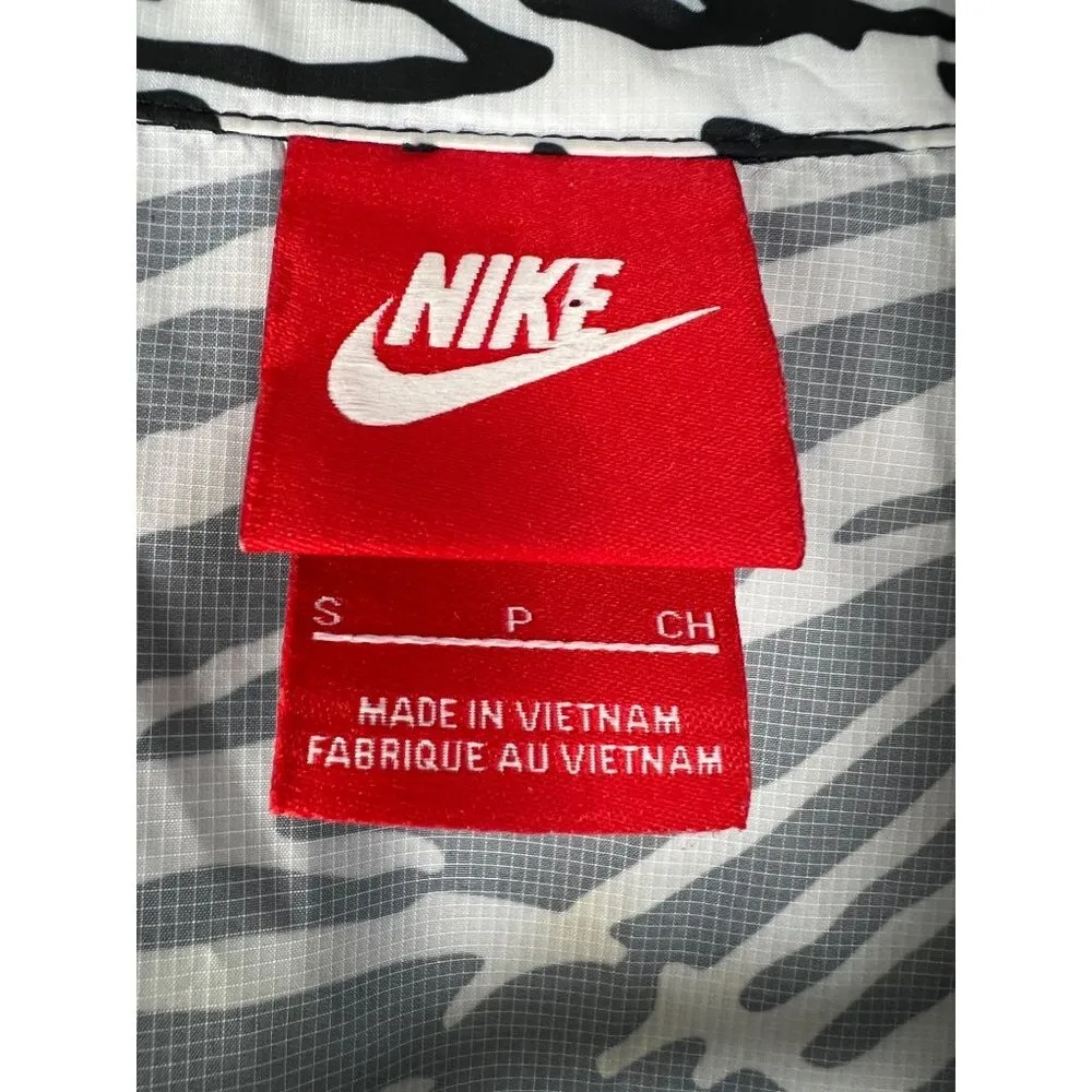 Nike Black White Printed 1/4 Zip Packable Lightweight Windbreaker Small - Image 6