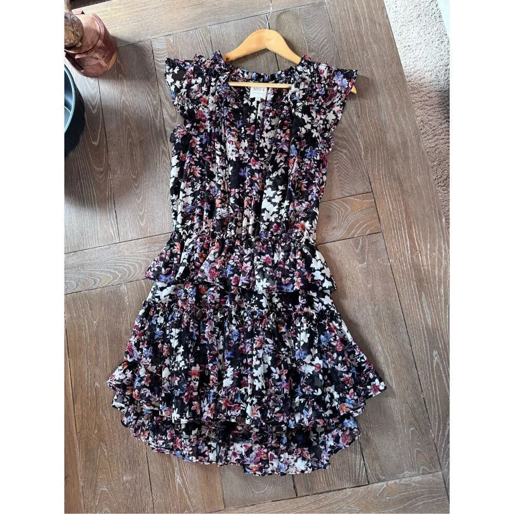 Misa Floral Chiffon Maia Dress Size Small - Image 7