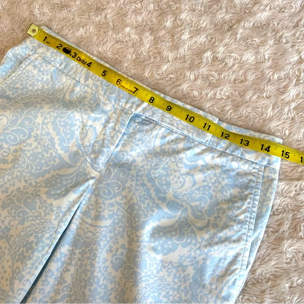 Y2K Express Baby Blue Wide Leg Capri Editor Pant Size 2 Paisley Vintage Vtg - Image 6