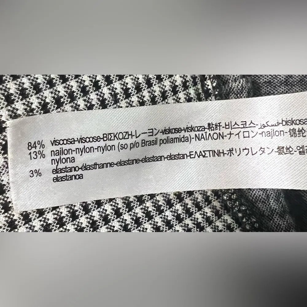 ZARA  Black & White Gingham Checkered Crop Leggings Button Details Side Zip Large - Image 16