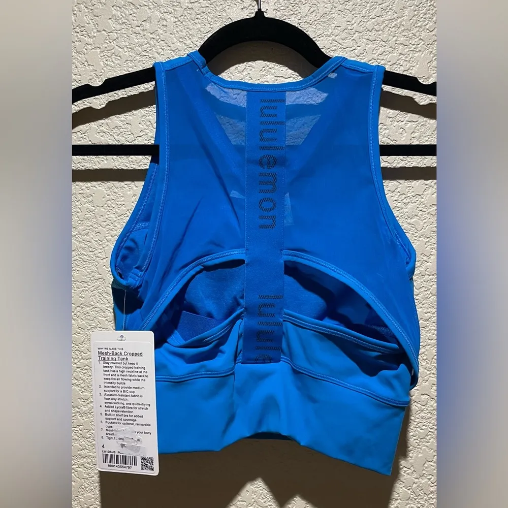 NEW Lululemon Mesh Back Training Cropped Tank Top Poolside Blue Size 4 - Image 7