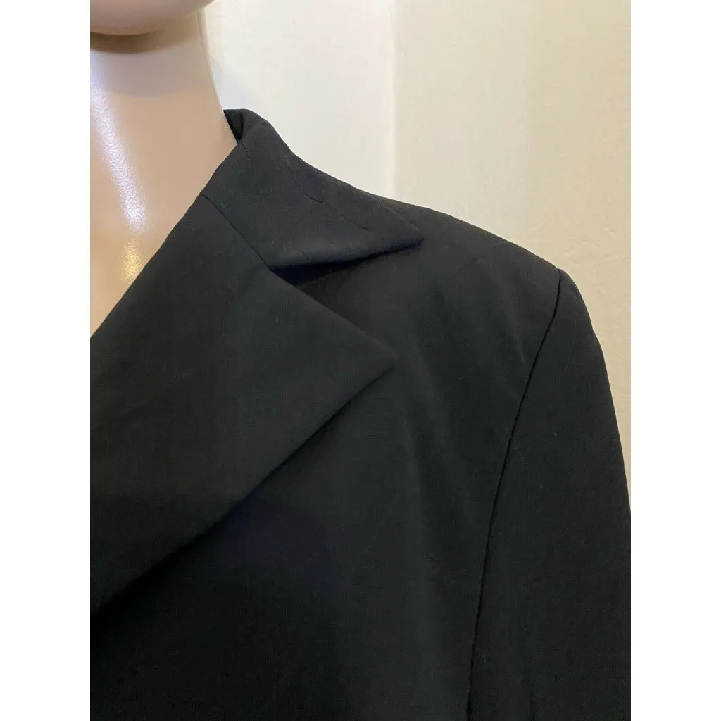 $1400 Akris 44 US 12 100% Wool Jacket Short Blazer 3 Button Black Stripe Pockets - Image 4