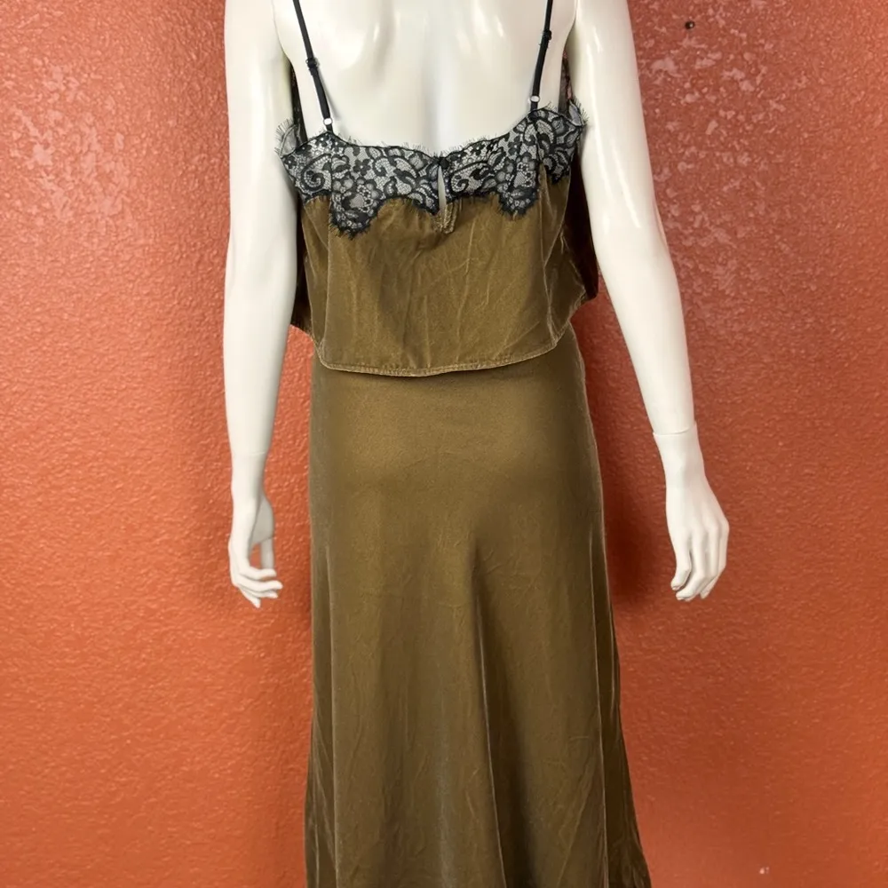 House Of Harlow Lace Trimmed Velour Spaghetti Strap Top/Skirt Olive Size ML E72 Brown Size L - Image 8