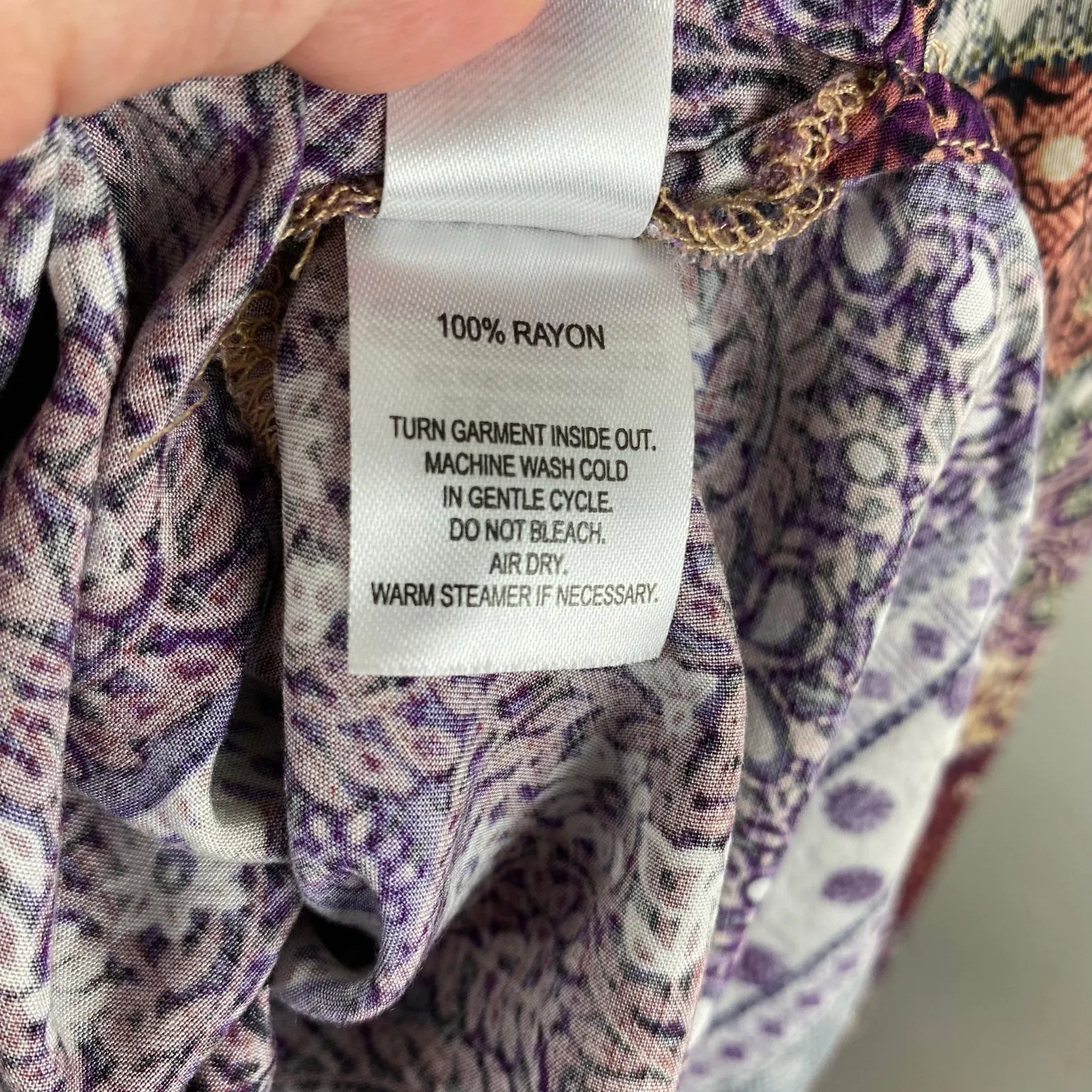 Crosby Mixed Print Long Sleeve Rayon Peasant Blouse Medium Purple - Image 7