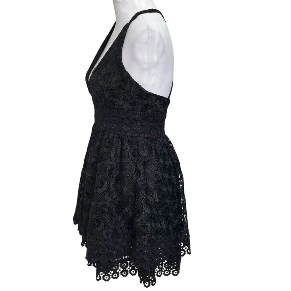 Lovers + Friends Moon Dance Dress Lace Crochet Cross Back Revolve Black Size S - Image 7