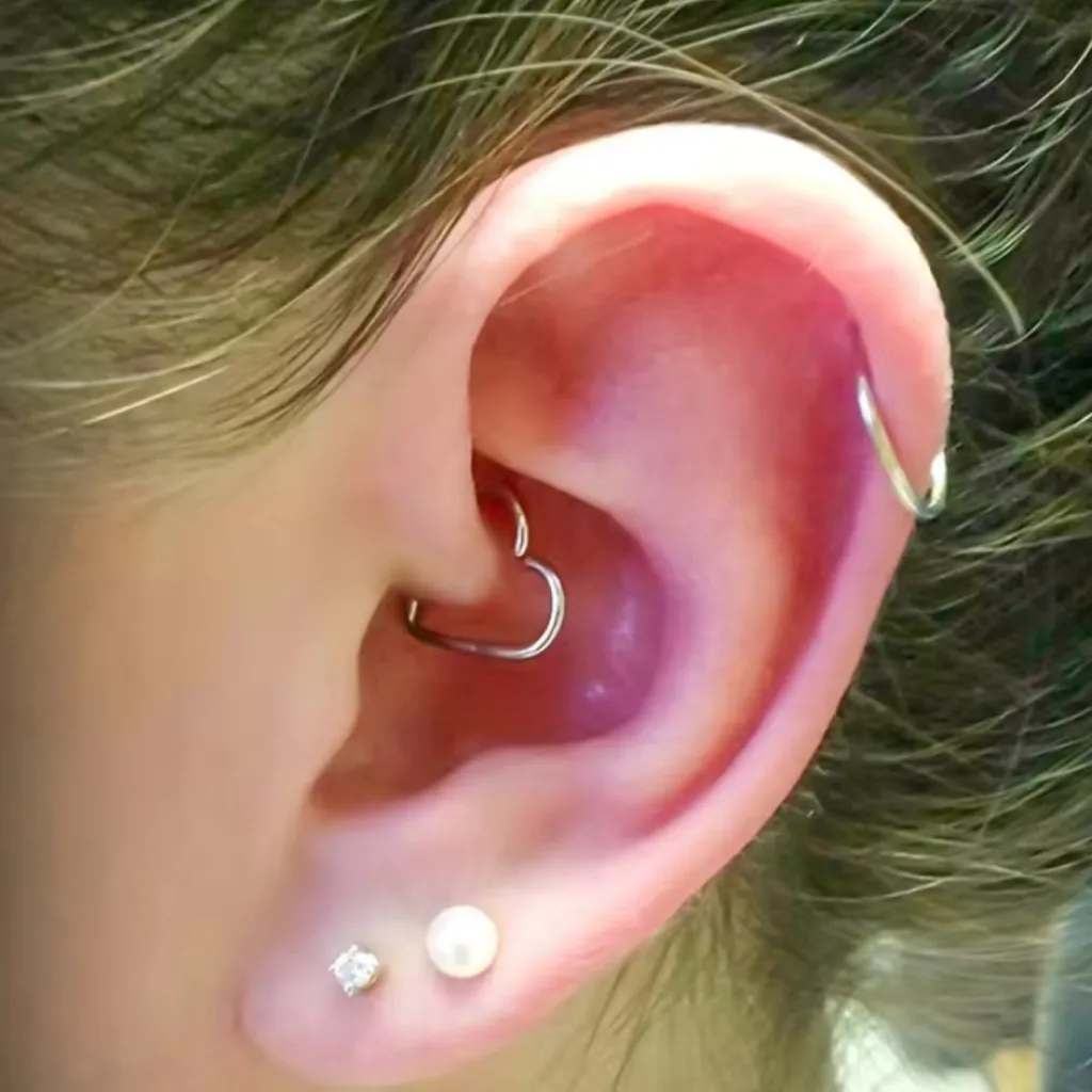 Tiny Gold Heart Fixed Hoop Earring - Image 2