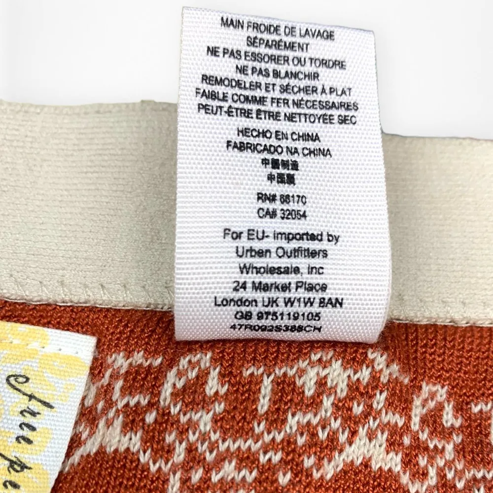 Free People Nordic Stripe Sweater Knit Midi Pencil Skirt Orange Cream Medium - Image 5