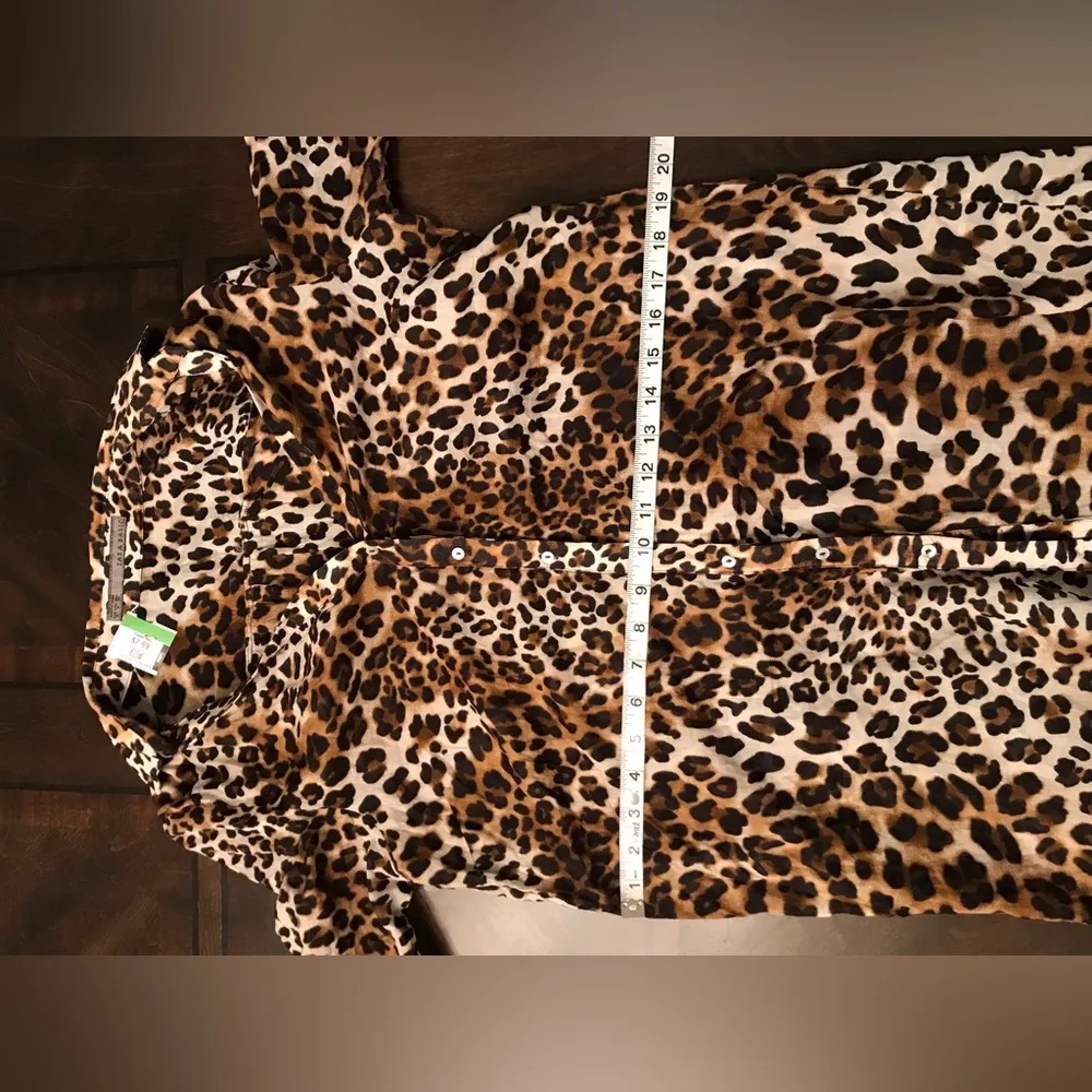 Mob Wife Esthetic Cheetah Print Shirt Dress Sz S Tan - Image 7