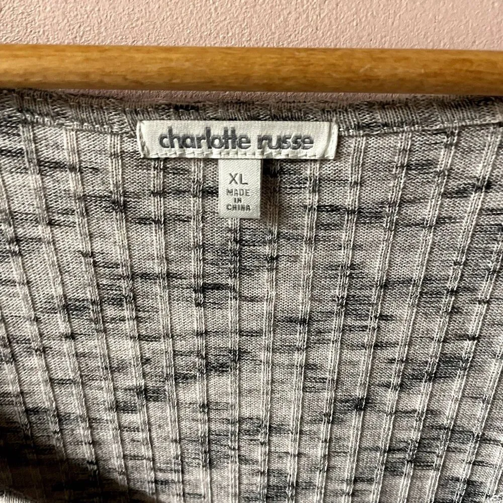 Charlotte Russe Ribbed Light Gray Marled Long Sleeve Dress Size XL GUC - Image 4