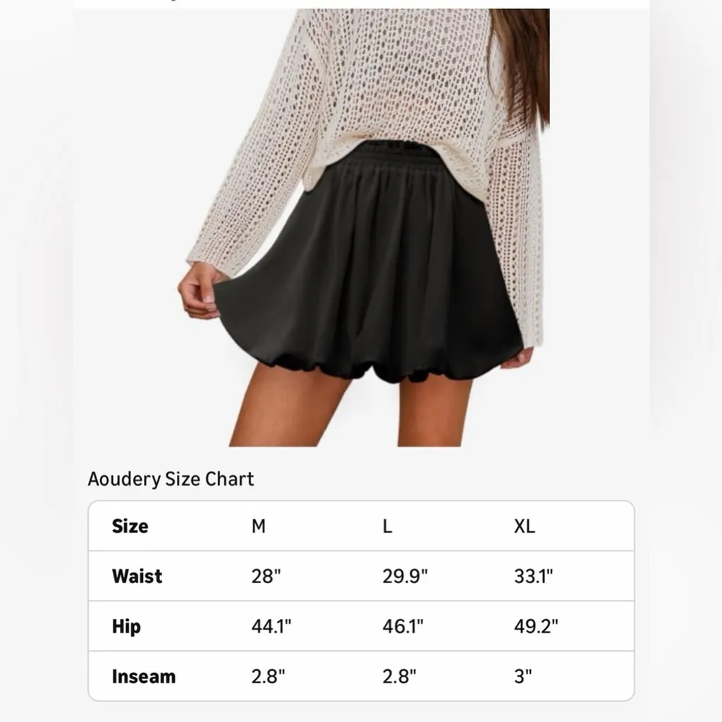 NEW Black Cotton Blend Bubble Pockets Y2K Built in Shorts Mini Skirt L Size L - Image 3