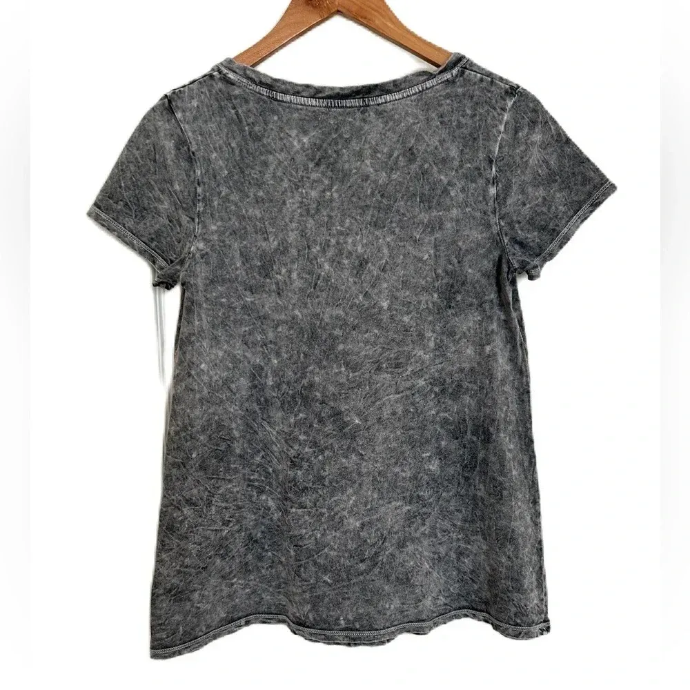 Disney Women's‎ Gray Marble Embroidered Mickey Mouse Cotton Shirt Medium - Image 4