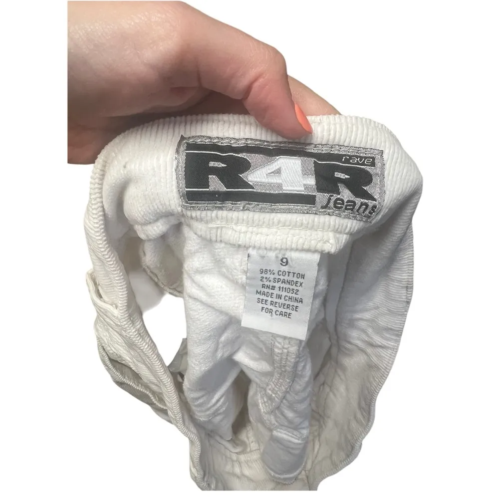 Y2K White Corduroy Micro Mini Skirt Size 9 - Image 3