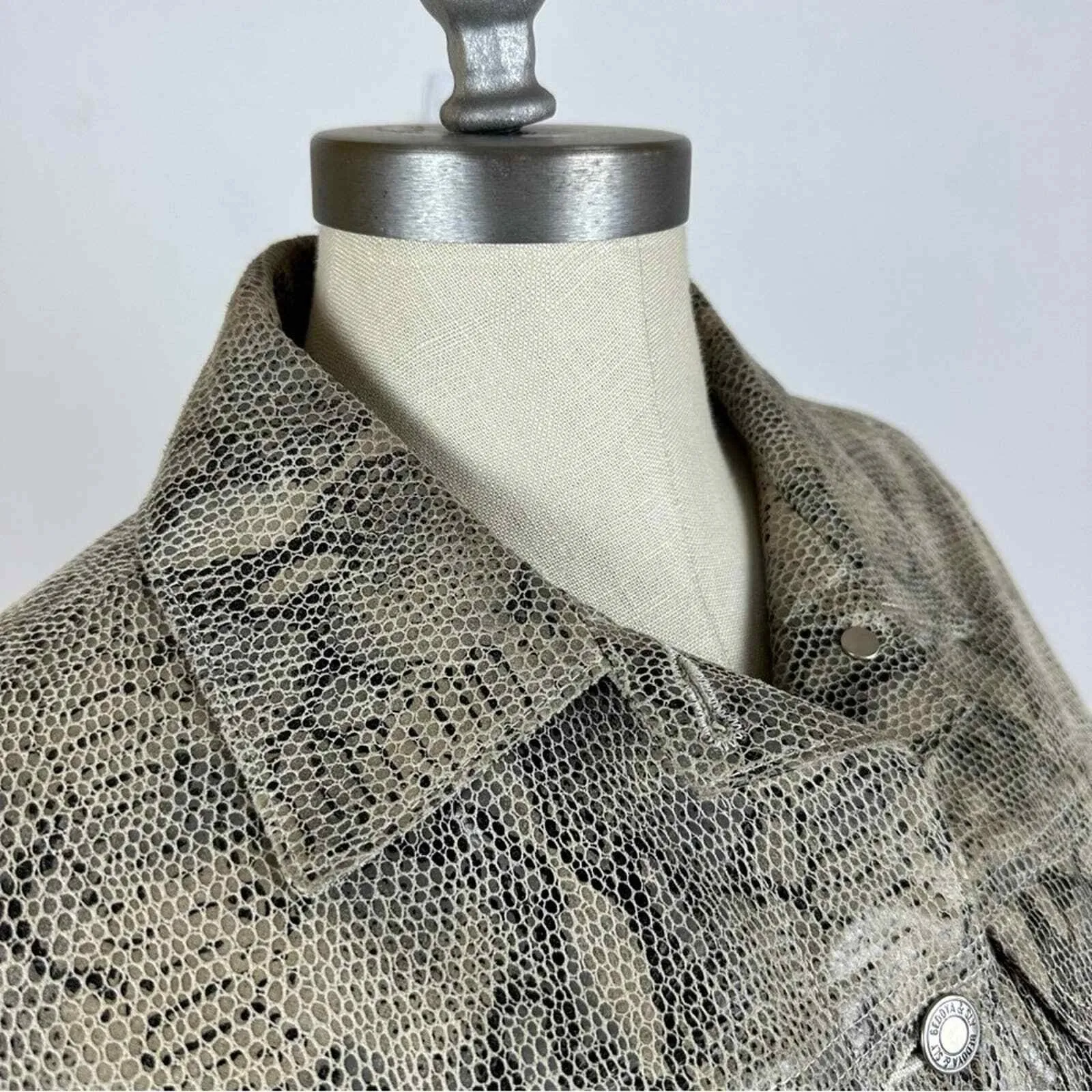 Bedoya & Sly Private Collection Leather Snakeskin Jacket Gray - Image 2