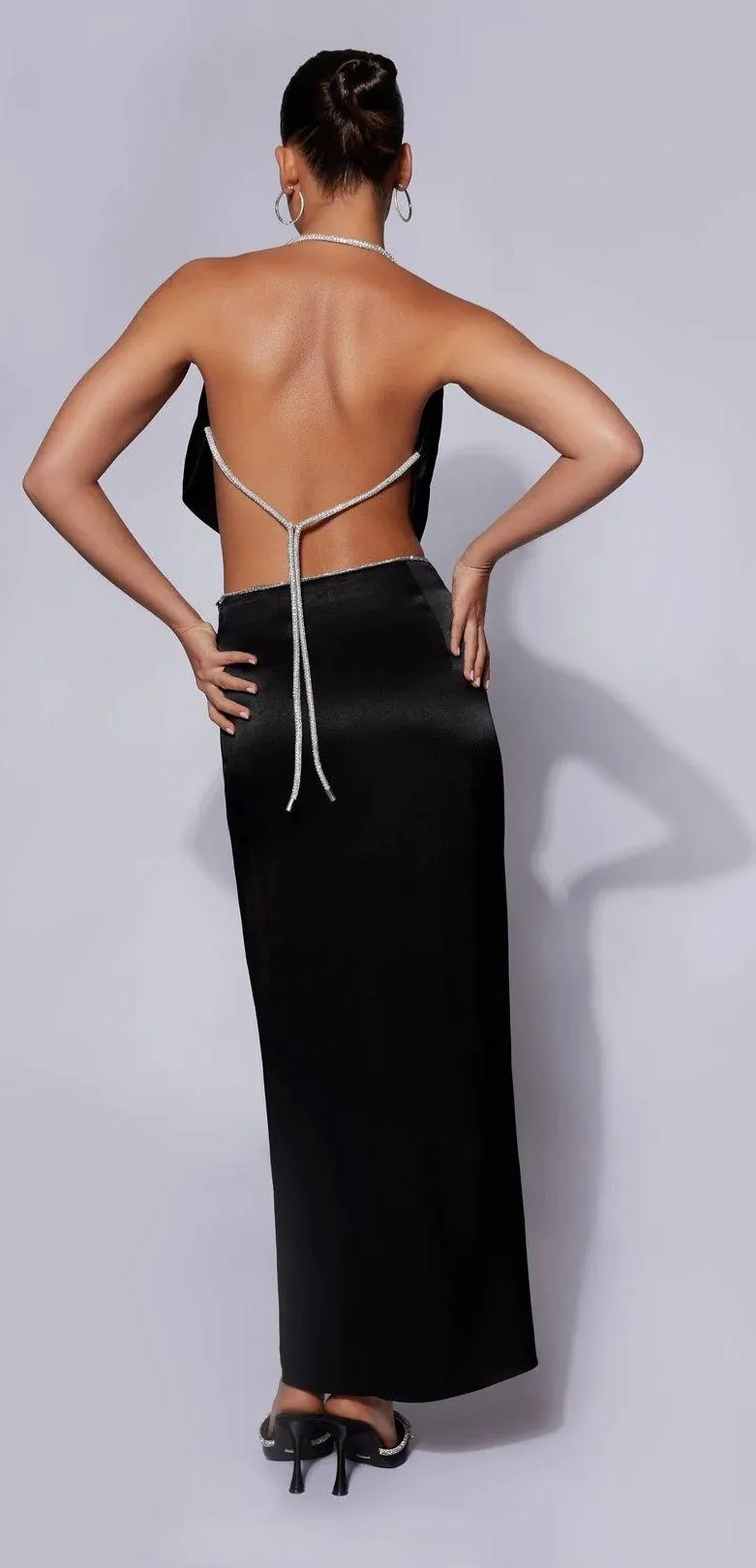 SOLD OUT Christie Diamante Rope Cowl Neck Top - Black - Image 3