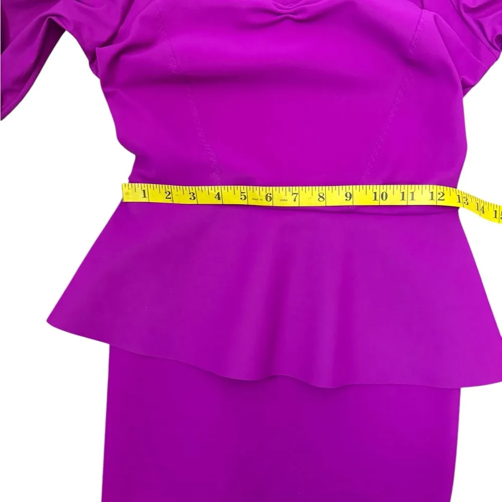 Chiara Boni Elegant Fitted Formal Ingalee Square-Neck Peplum Dress Size 38 - Image 16