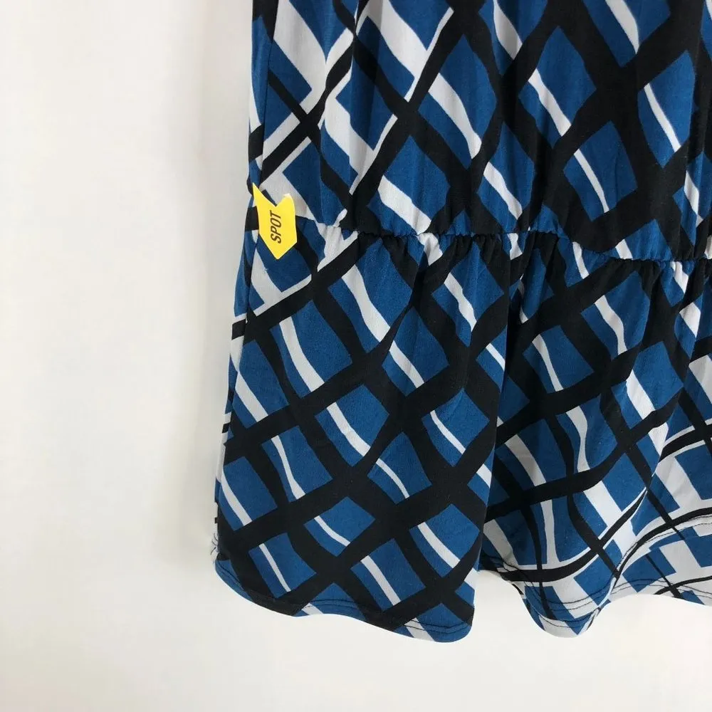 Leota Womens Helene Peplum Top Criss-Cross Scoop Neck Sleeveless Stretch Blue XL - Image 2