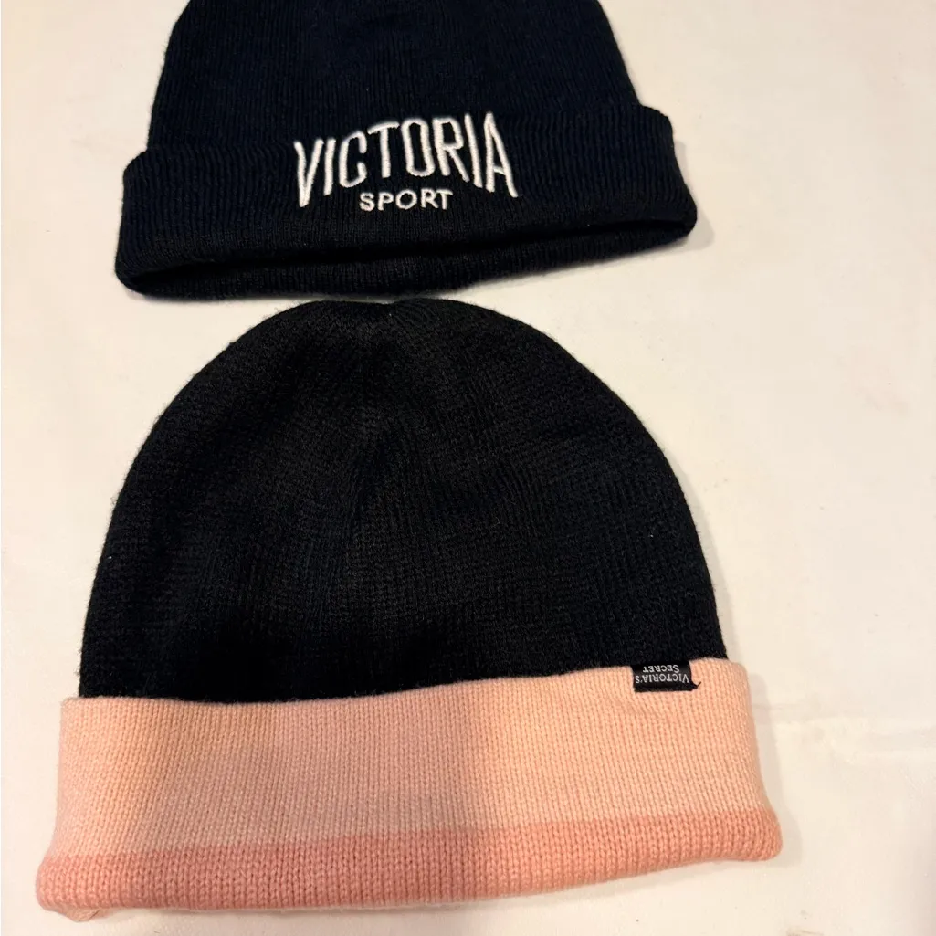 Victoria's Secret Sport Black and Pink Beanie Set - Image 3