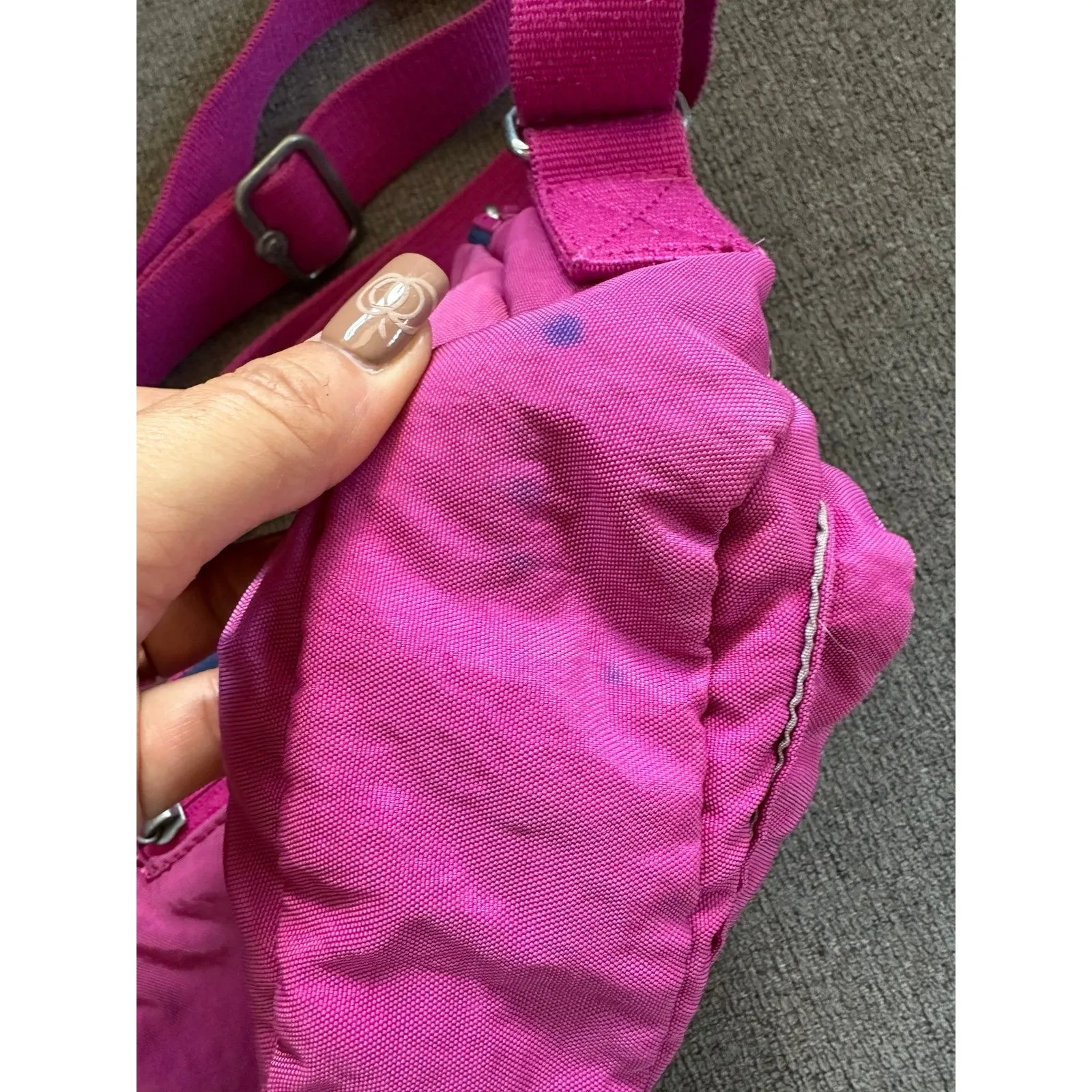 Kipling Women's Fuchsia Abanu Adjustable Straps Nylon Shoulder Crossbody Bags - Image 8