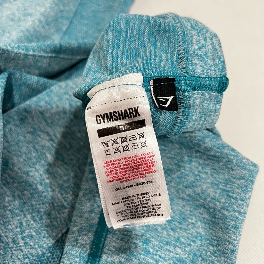 Gymshark Flex High Waisted Size Small Hydro Teal Marl/Light Gray Leggings - Image 8