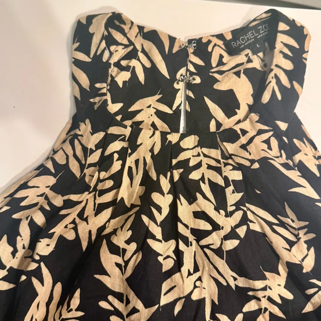 Rachel Zoe Black & Gold Retro Boho Floral Leaf Line Blend Halter Top Parisian - Image 7