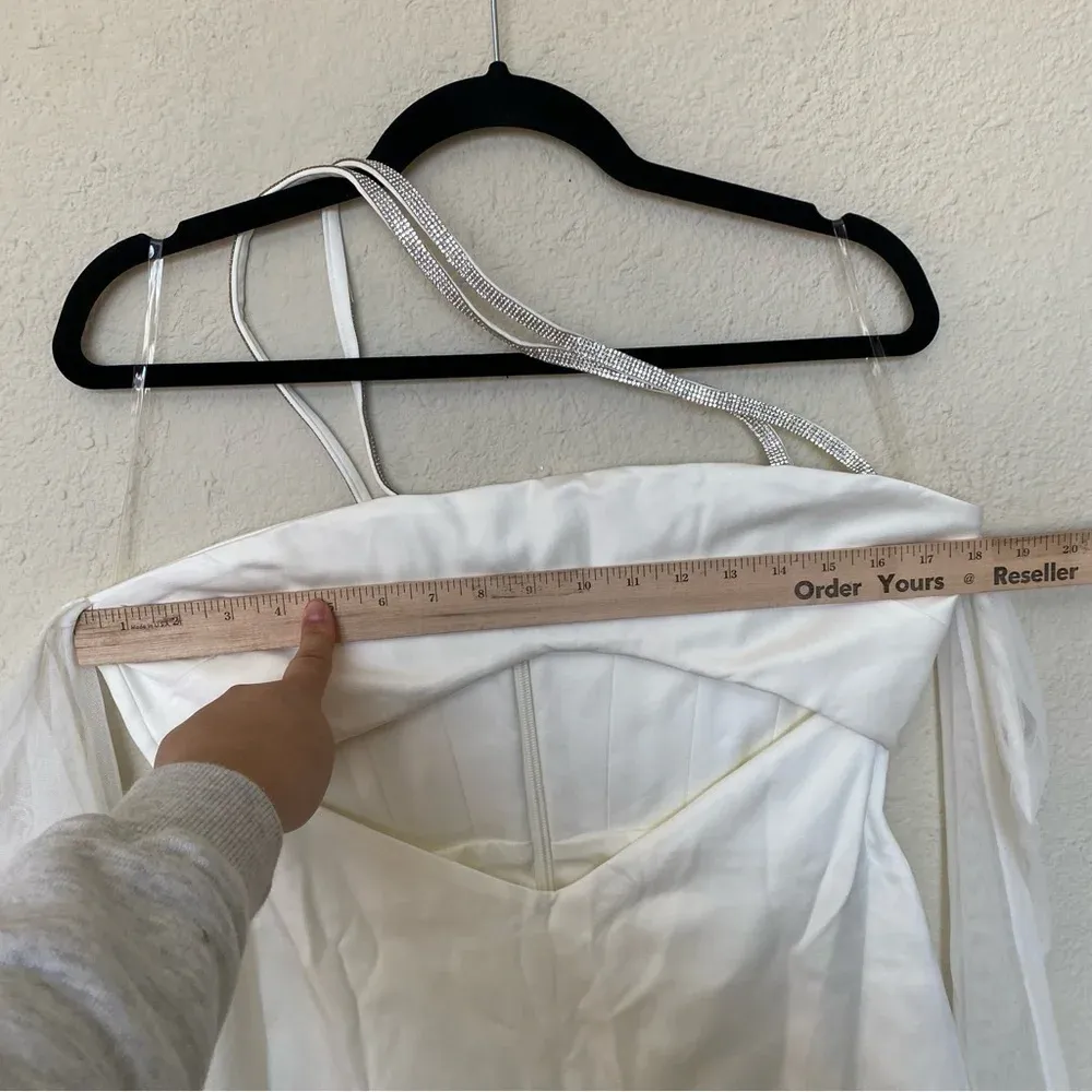 HOUSE OF CB 'Loulou' Ivory Satin Cutout Midi Dress rhinestone NWOT size‎ Large - Image 9