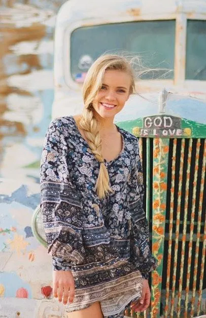 Free People Patterned Mini Dress - Image 2