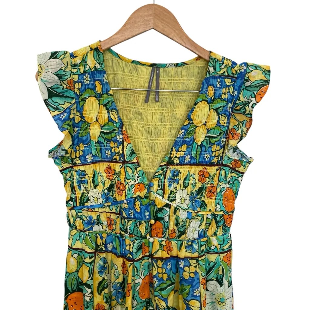 Anthropologie Peregrine Flutter Sleeve Maxi Dress In Fruit Motif XS - Image 5