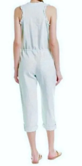 Young Fabulous Broke On The Road Maddox Linen Jumpsuit Blue Sz S 100% Linen Boho - Image 2