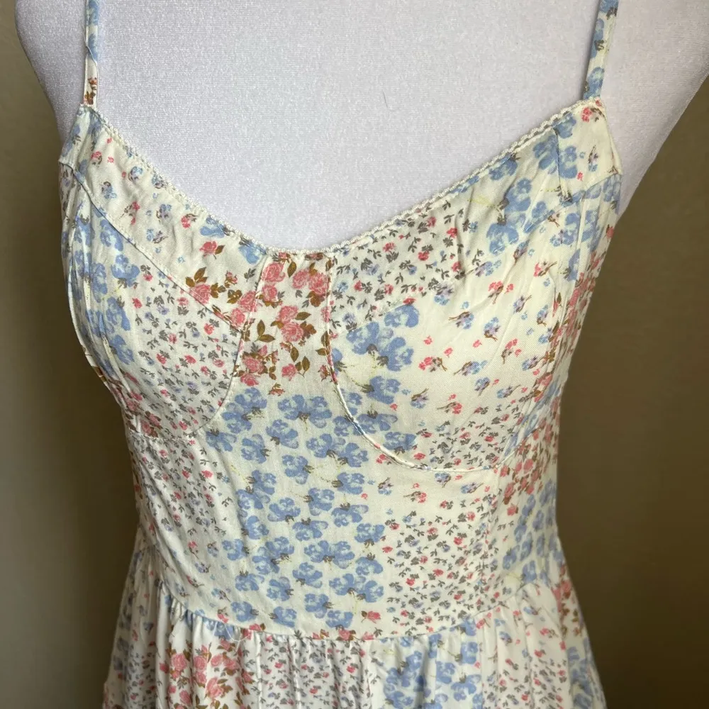 floral cottage corset style mini dress | medium - Image 2