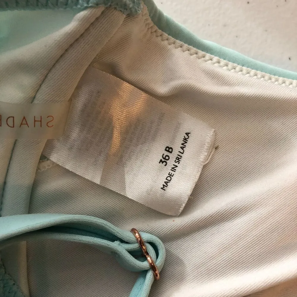 Shade & Shore Bikini Top Underwire Removable Cups Adjustable Straps Blue 36B - Image 4