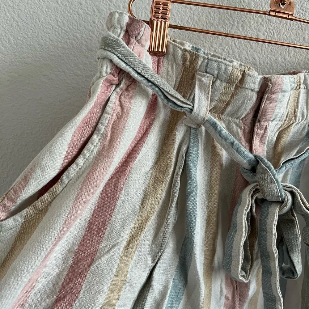 GAP Pastel Striped Linen Paperbag Waist Shorts 8 Tall - Image 5